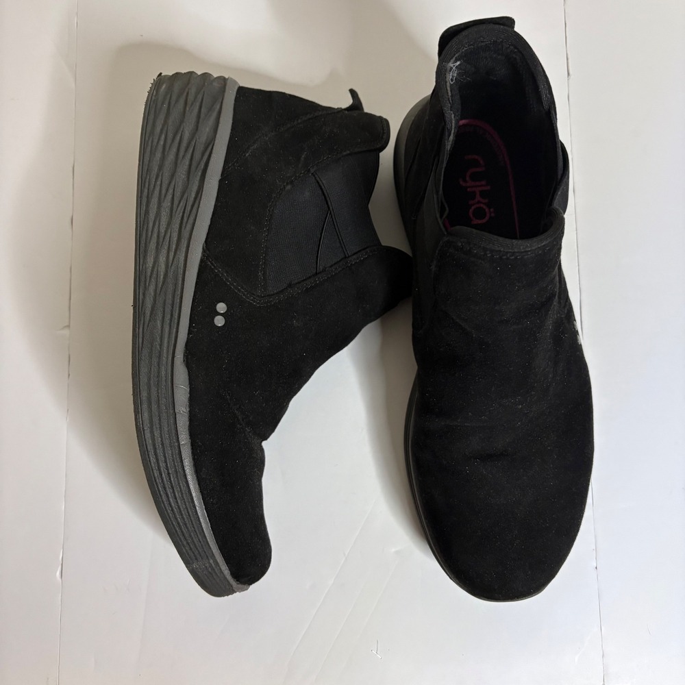 Ryka Black Suede Water Repellent Slip On Ankle Boots Women's Size 9.5 M - Picture 6 of 9